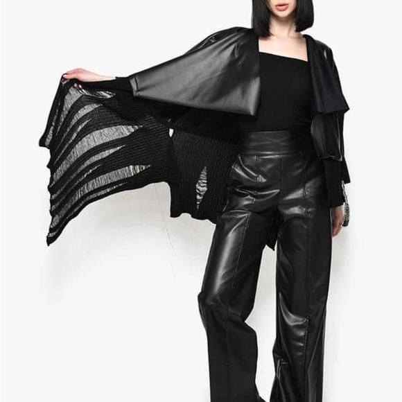 New NWT BLACK vegan leather jacket size M/L - Picture 2 of 11